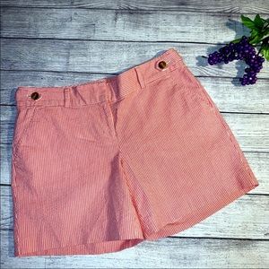 Ann Taylor size 4 pink white stripe shorts button